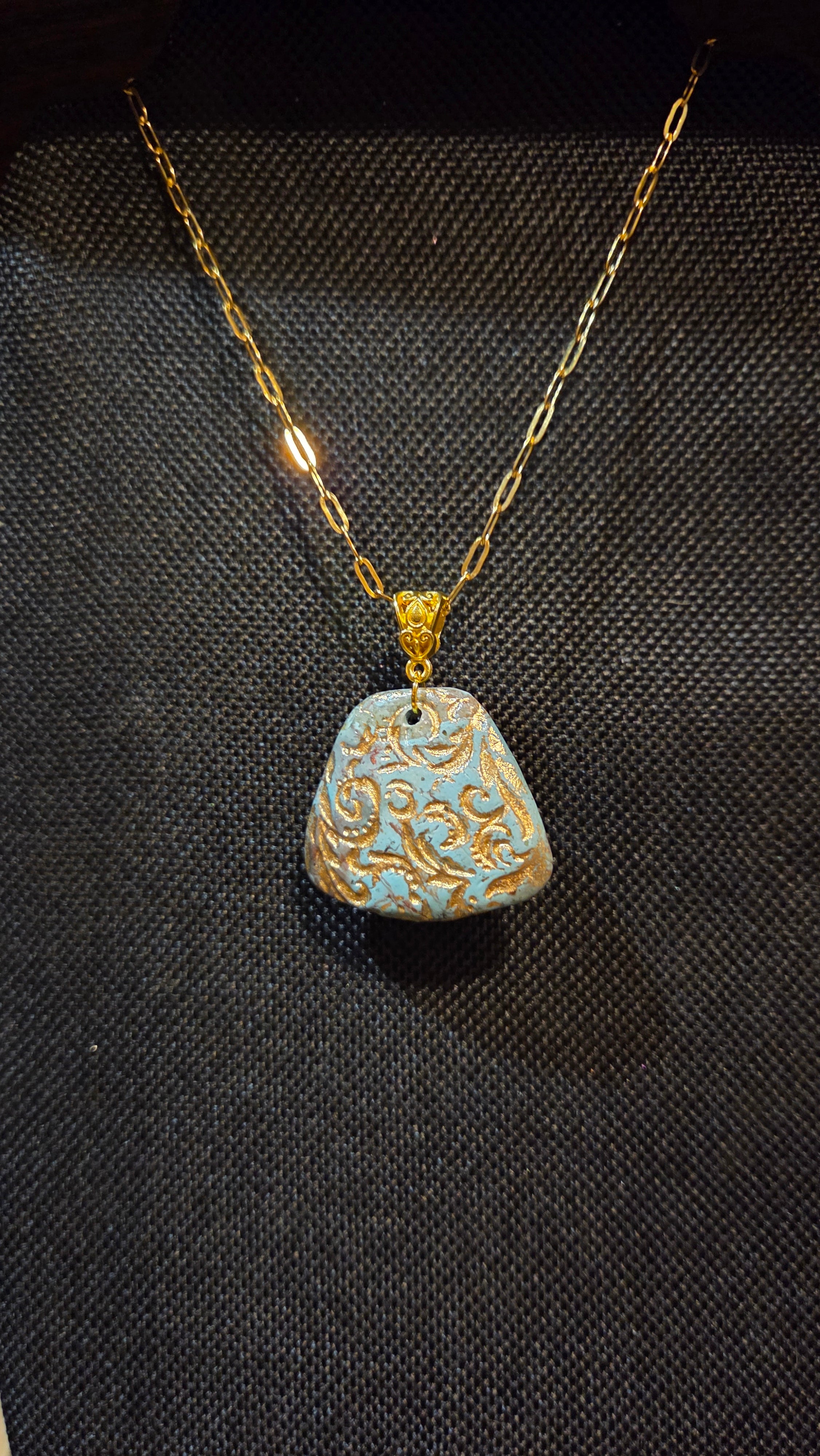 The "Jessica" pendant necklace and earrings set. From my faux turquoise line.