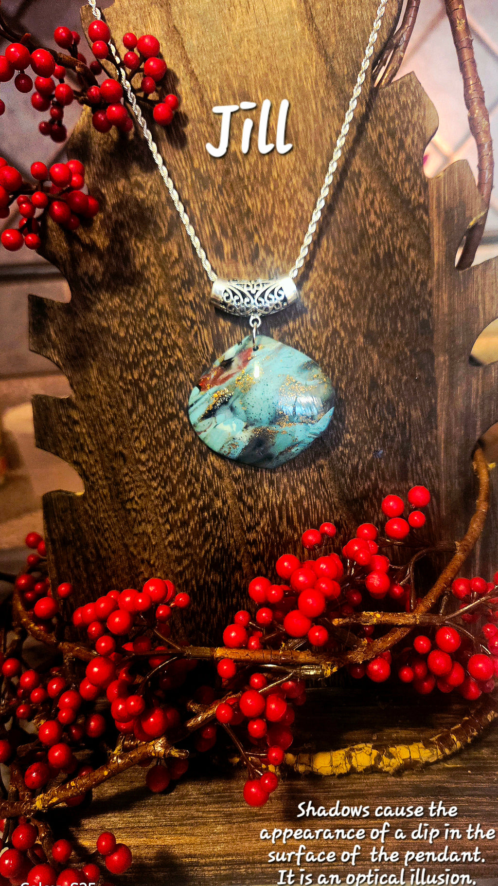 Jill | Hand Polished Faux Turquoise Statement Pendant Necklace