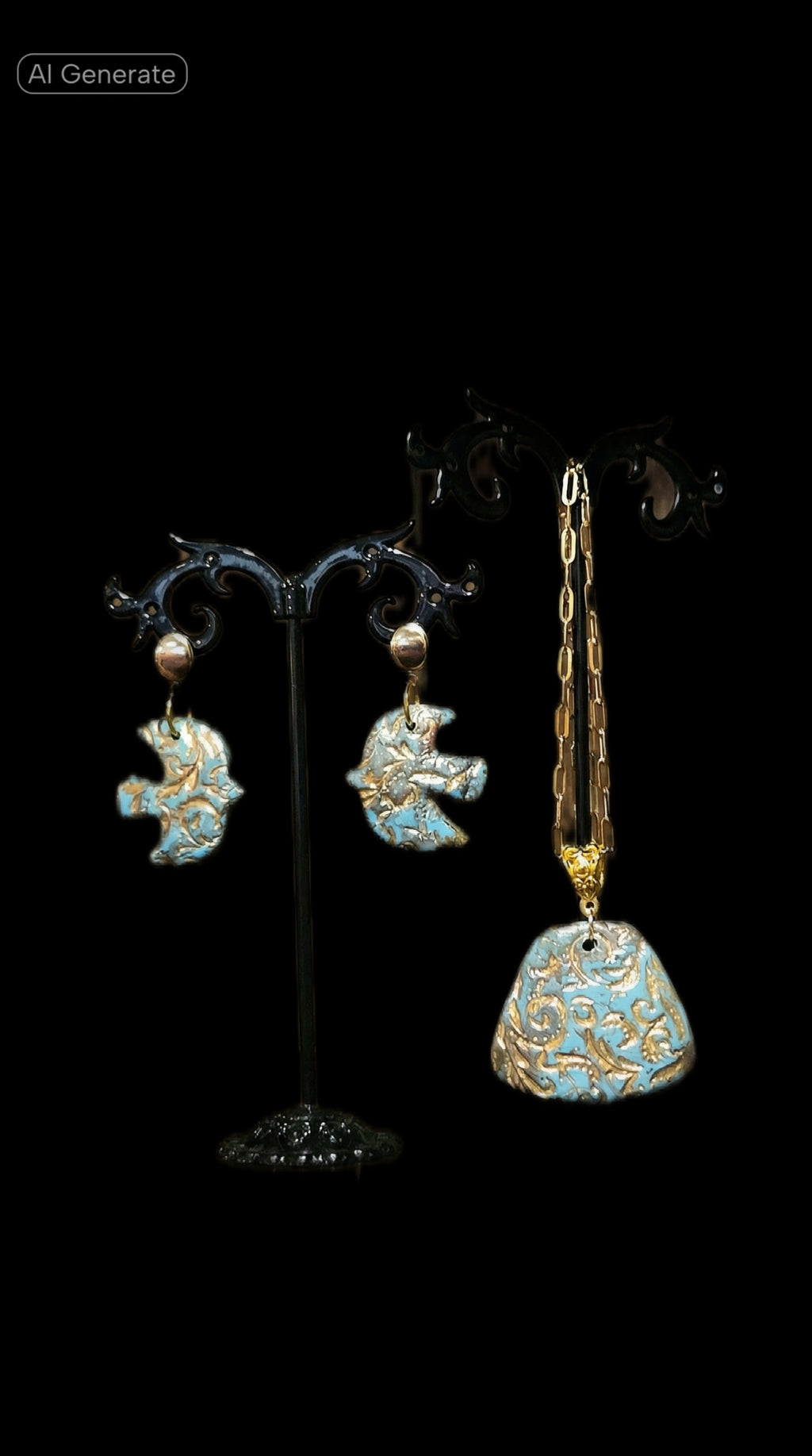 The "Jessica" pendant necklace and earrings set. From my faux turquoise line.