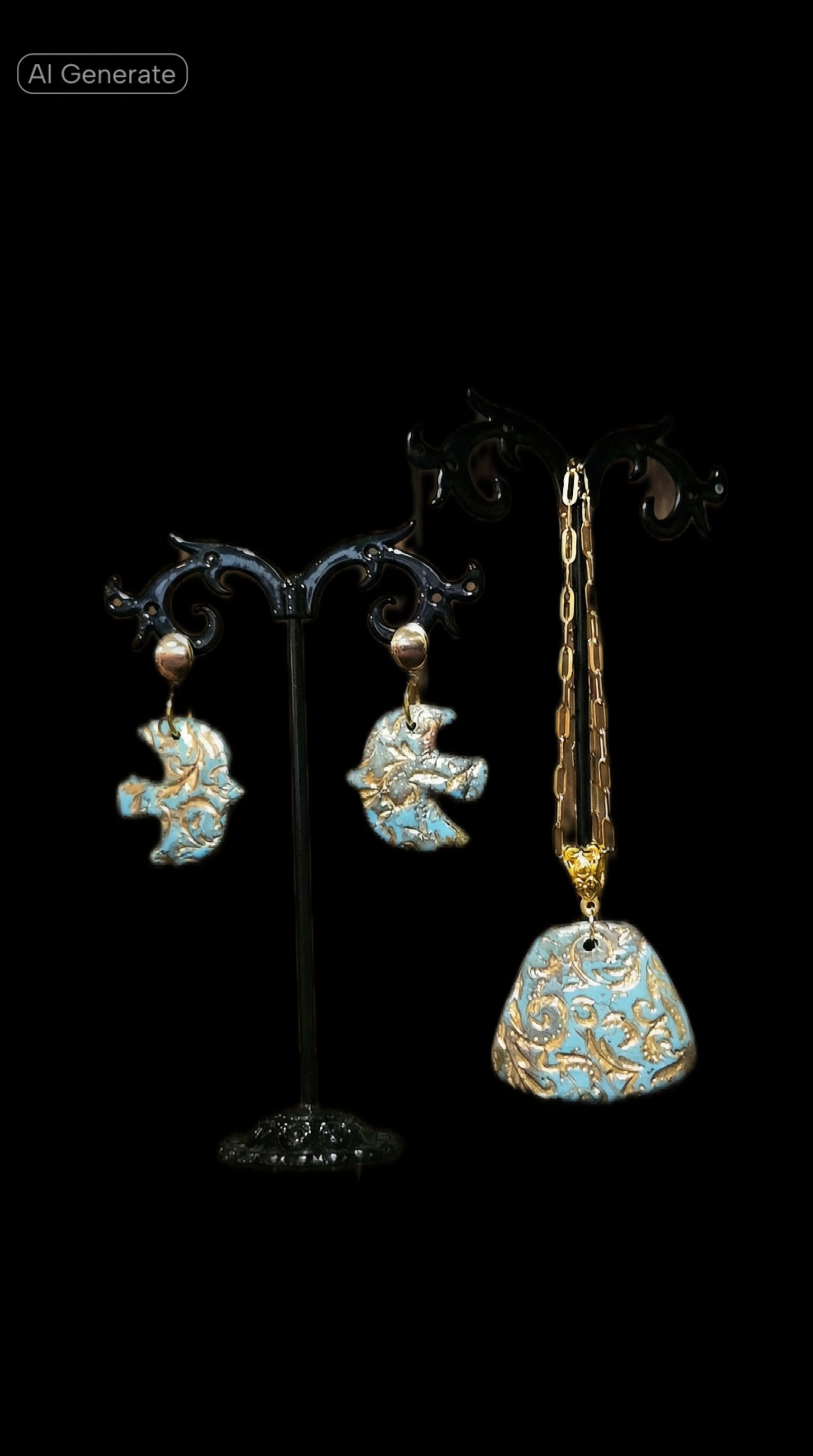 The "Jessica" pendant necklace and earrings set. From my faux turquoise line.