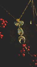 Linda | Weathered and Worn Faux Turquoise Triple Moon Pendant Necklace