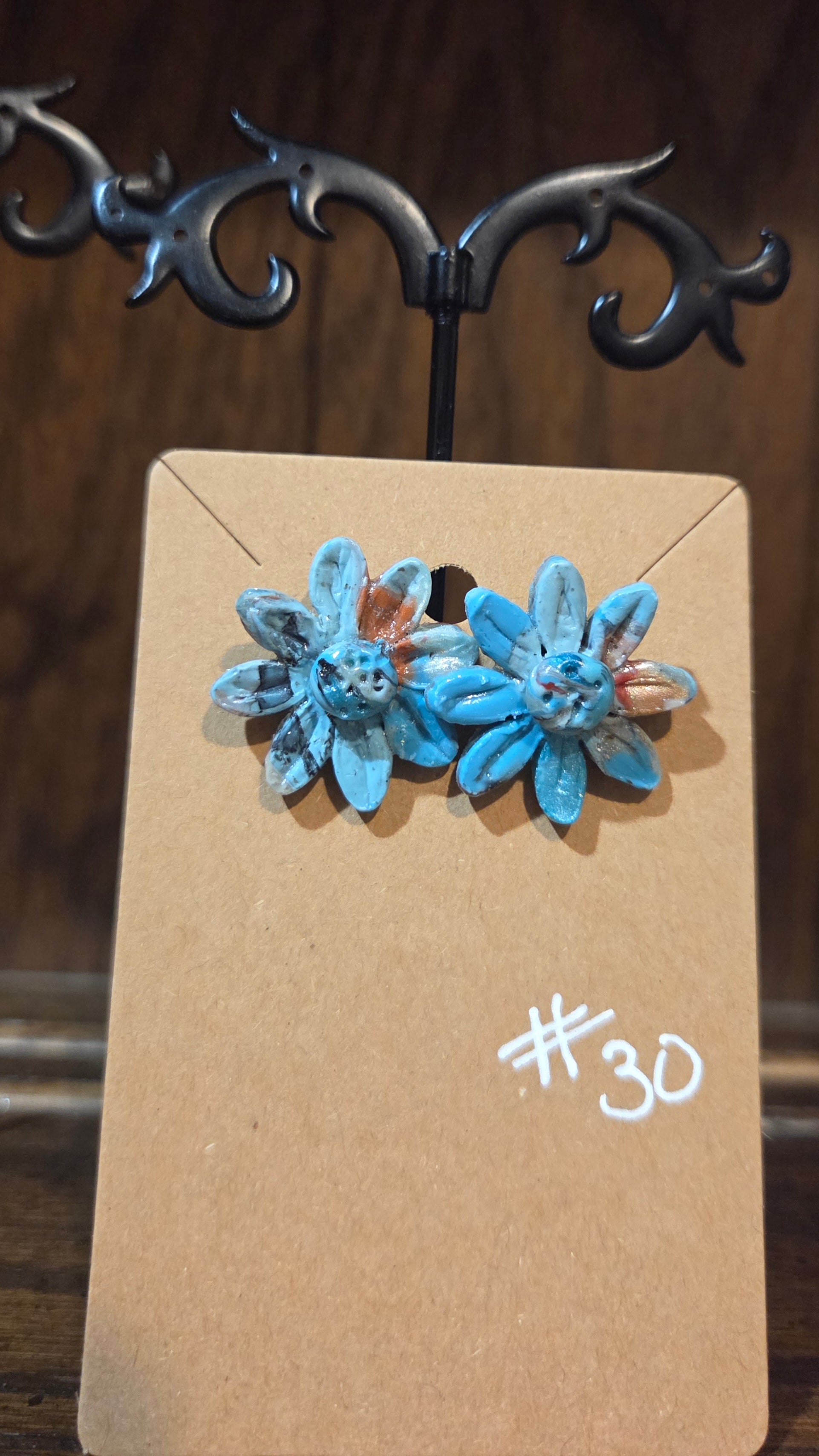 Faux Turquoise Daisy earrings